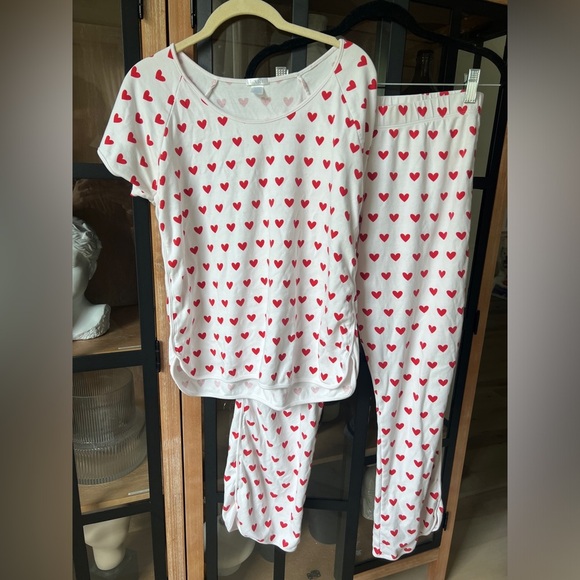 LAKE Other - Lake Pajamas set red hearts pants short sleeve tee top Pima cotton